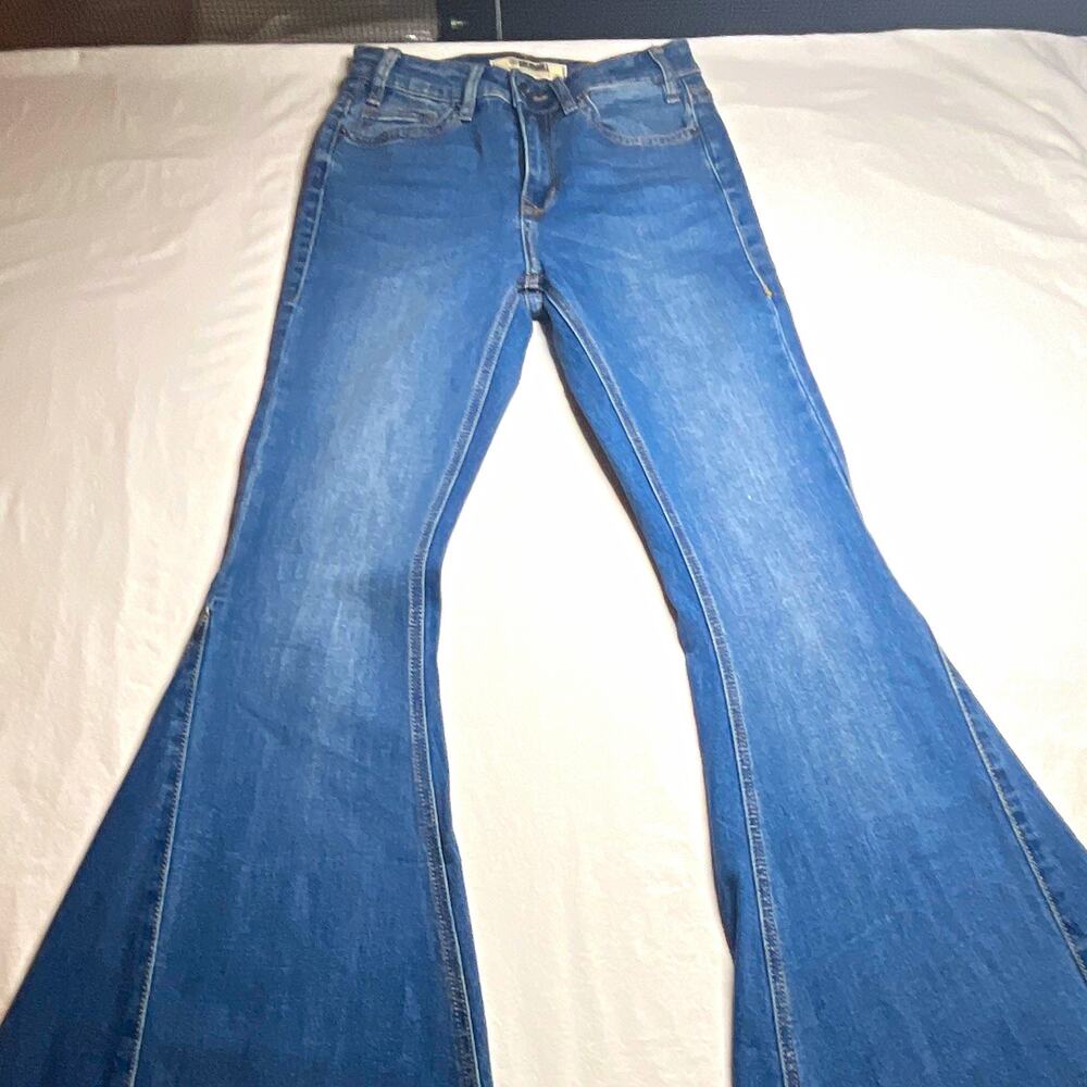 Rock & Roll Denim Women's Blue Medium Wash Stretch High Rise Bell-Bottoms 25/34